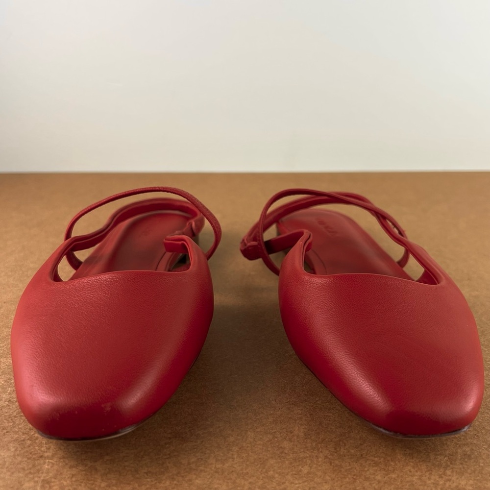 NEW VINCE RED LEATHER SLINGBACK FLATS - Picture 10 of 13